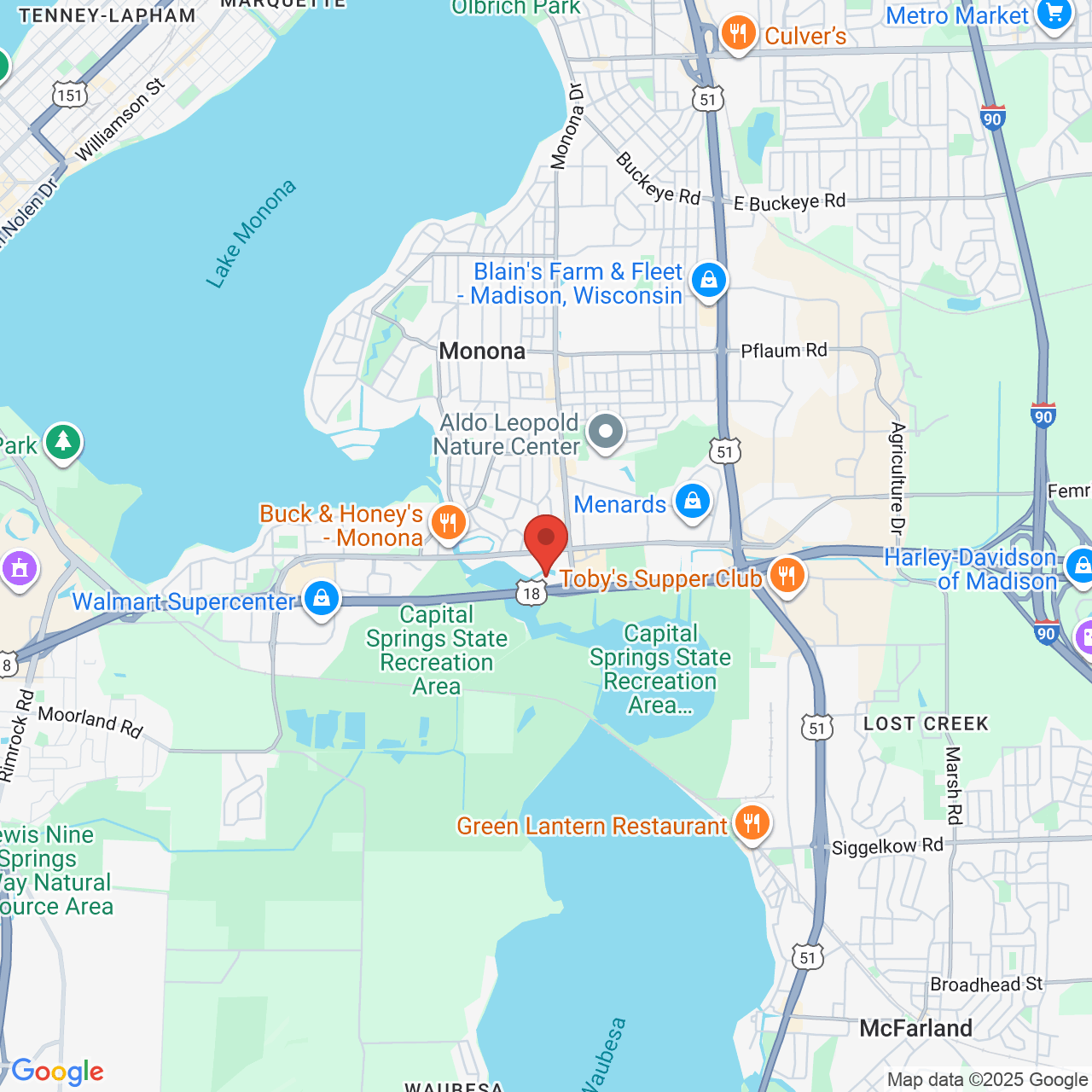 Google map image of our location in 502 River Pl Monona, WI